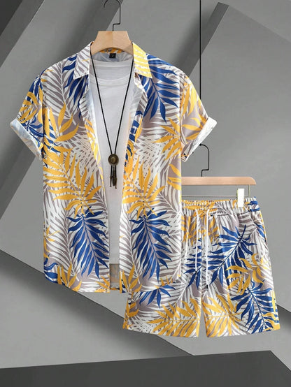 zomerse kledingset korte broek blouse Hawaii heren - Hijan