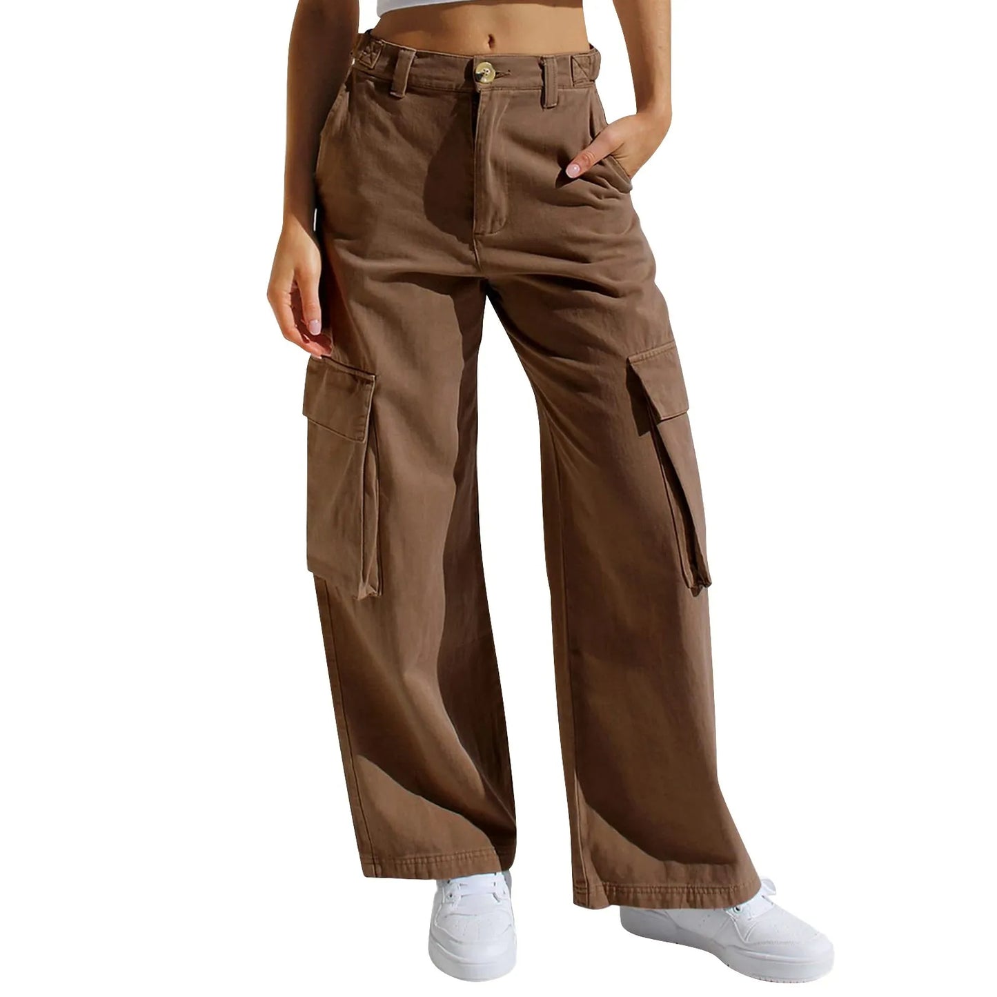 Casual hoge taille cargo rechte broek dames - Diane