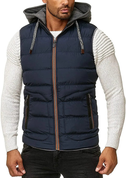 stijlvolle gewatteerde bodywarmer met capuchon - Harvey