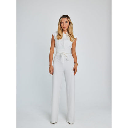 Jumpsuit met wijde pijpen tailleband zonder mouwen lange broek - Annemarie