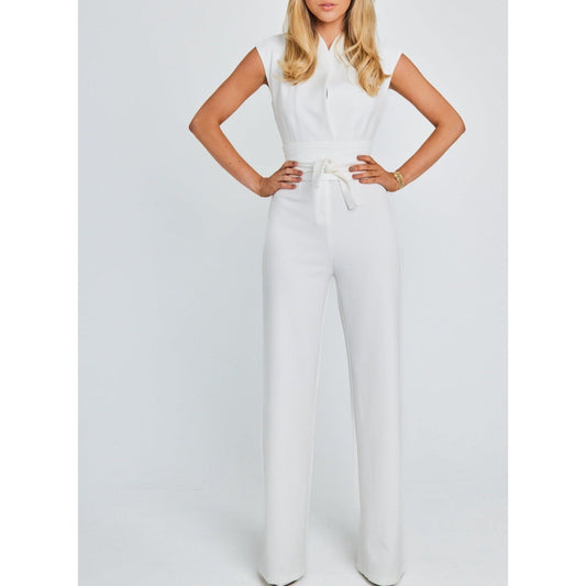 Jumpsuit met wijde pijpen tailleband zonder mouwen lange broek - Annemarie