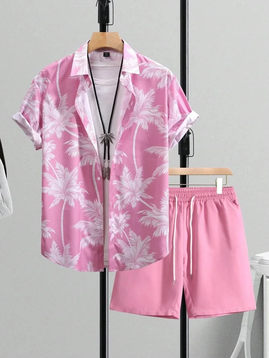 zomerse kledingset korte broek blouse Hawaii heren - Hijan