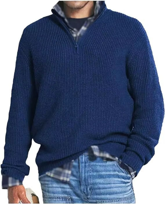 Gebreide pullover met half rits luxe comfort oversized heren - Jonah