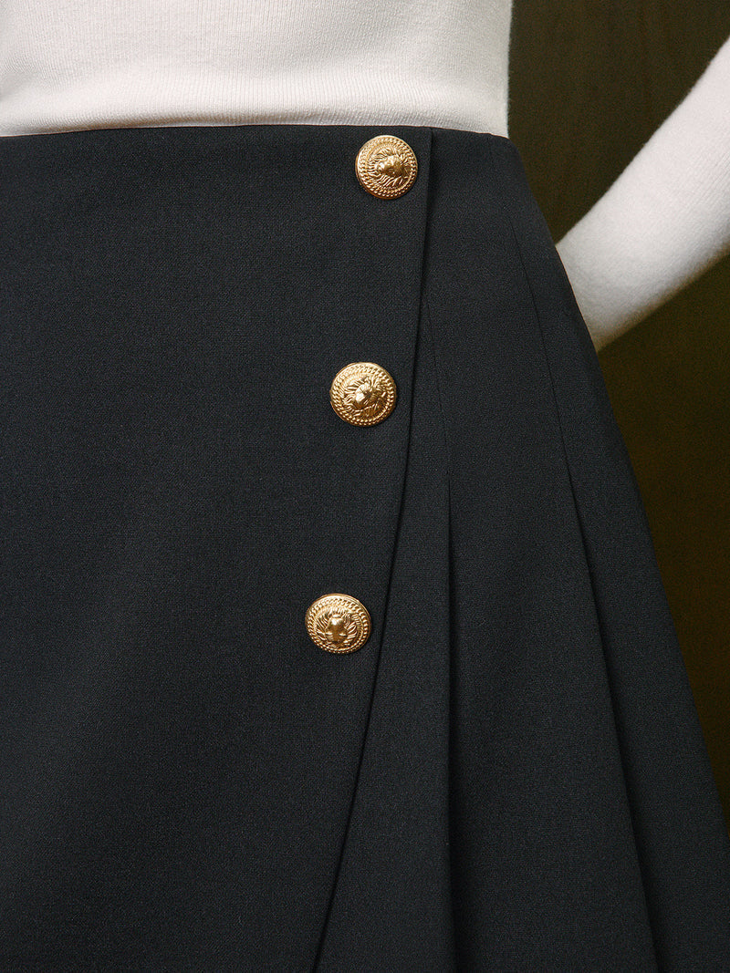 Rok Mid Waist Geplooid Metalen Details – Erica