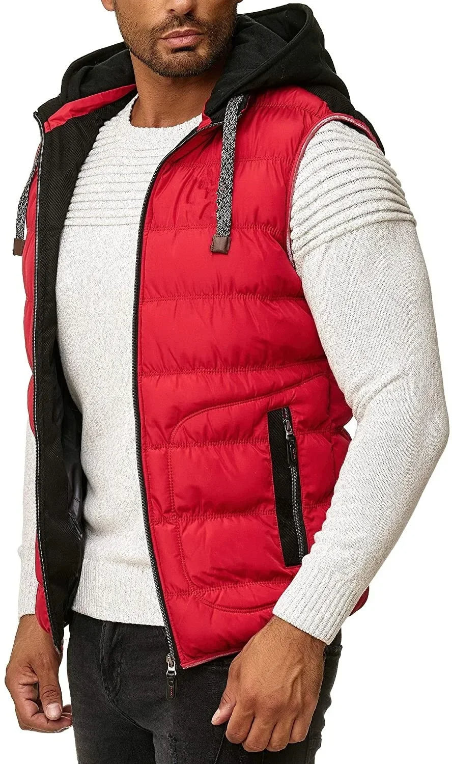 stijlvolle gewatteerde bodywarmer met capuchon - Harvey