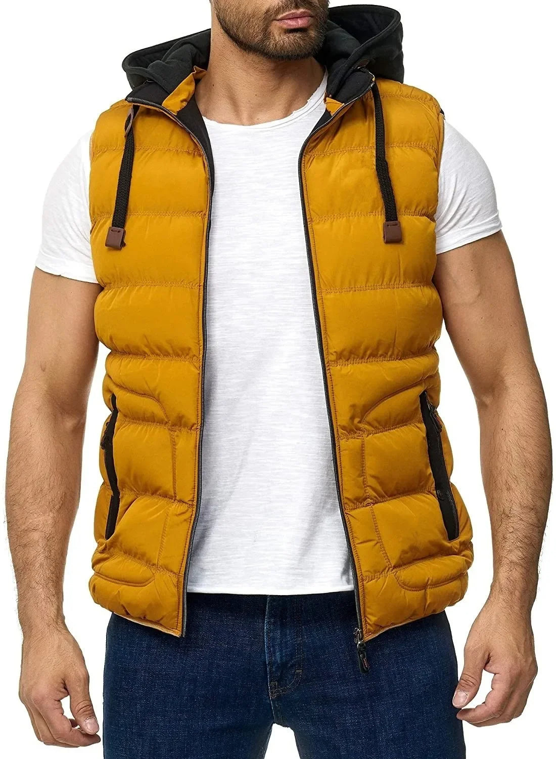 stijlvolle gewatteerde bodywarmer met capuchon - Harvey