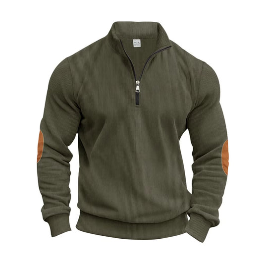 Heren Corduroy Halve Rits Sweatshirt Veelzijdig en Stijlvol - Wolf