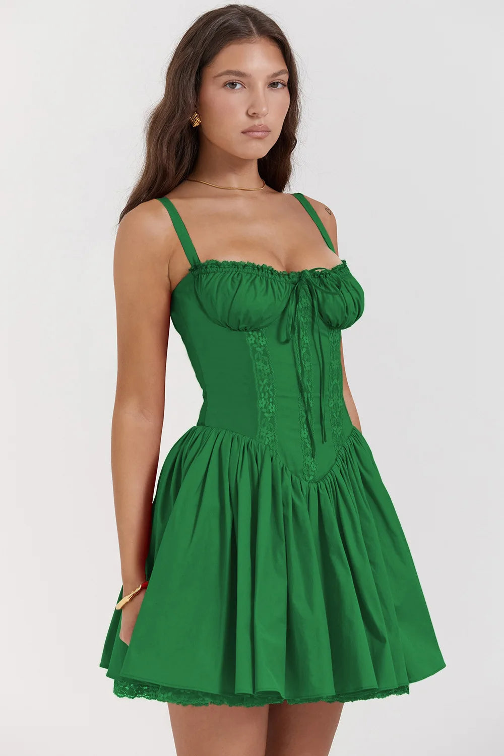 Mini jurk corset geplooide rok spaghettibandjes - Yara