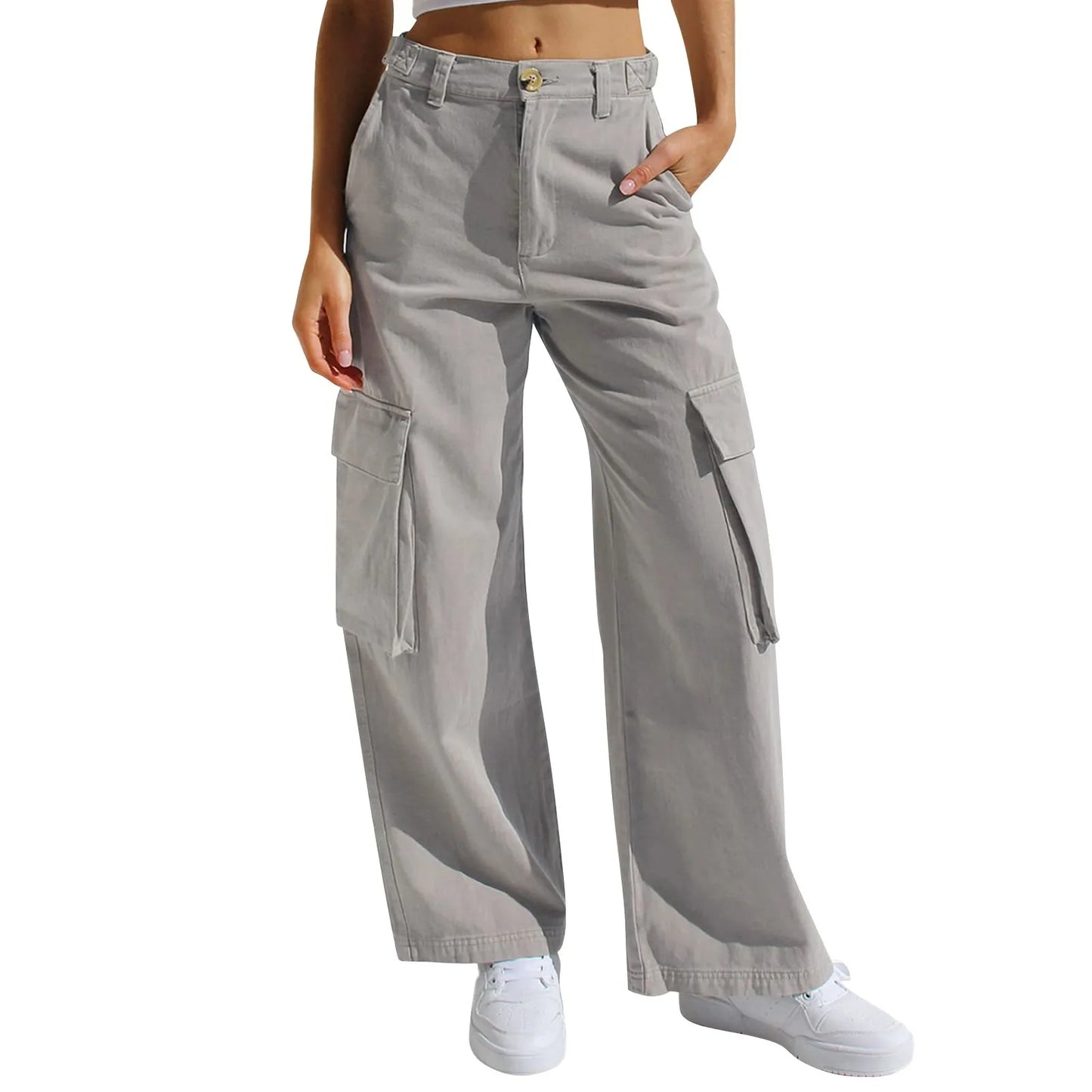 Casual hoge taille cargo rechte broek dames - Diane