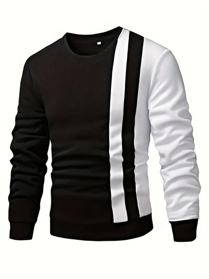 Pullover Casual Kleurblok Design Zachte Stof – Machiel
