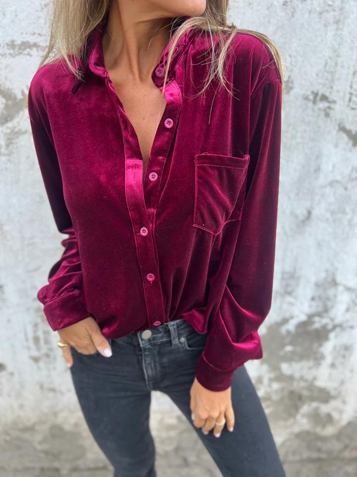 Blouse Fluwelen Knopen Elegant Design – Estelle