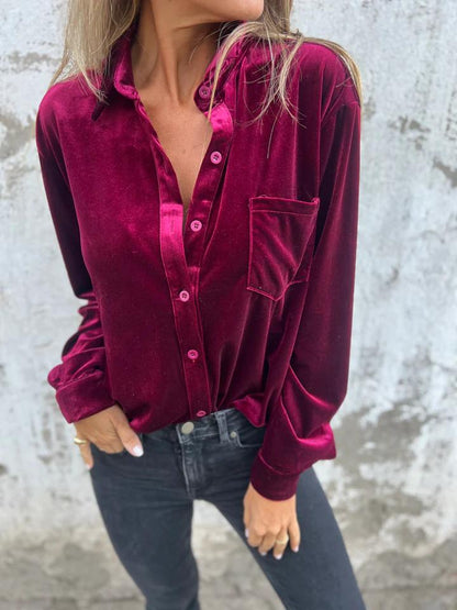 Blouse Fluwelen Knopen Elegant Design – Estelle