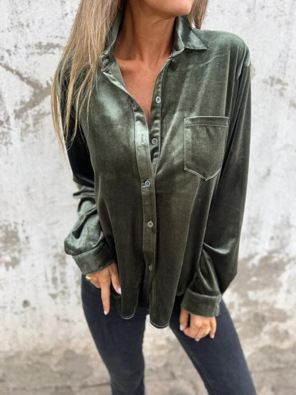 Blouse Fluwelen Knopen Elegant Design – Estelle
