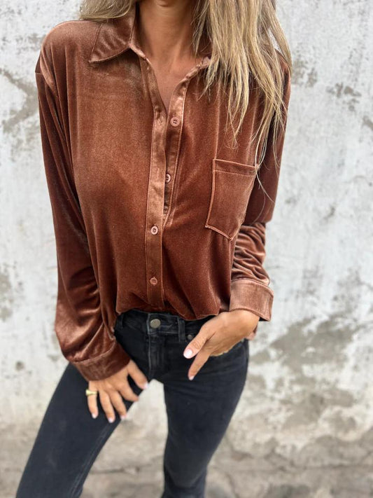 Blouse Fluwelen Knopen Elegant Design – Estelle