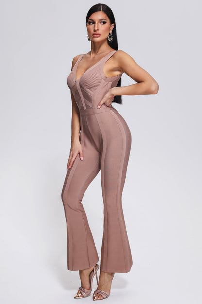 bandage jumpsuit flared spaghettibandjes - Bylinn