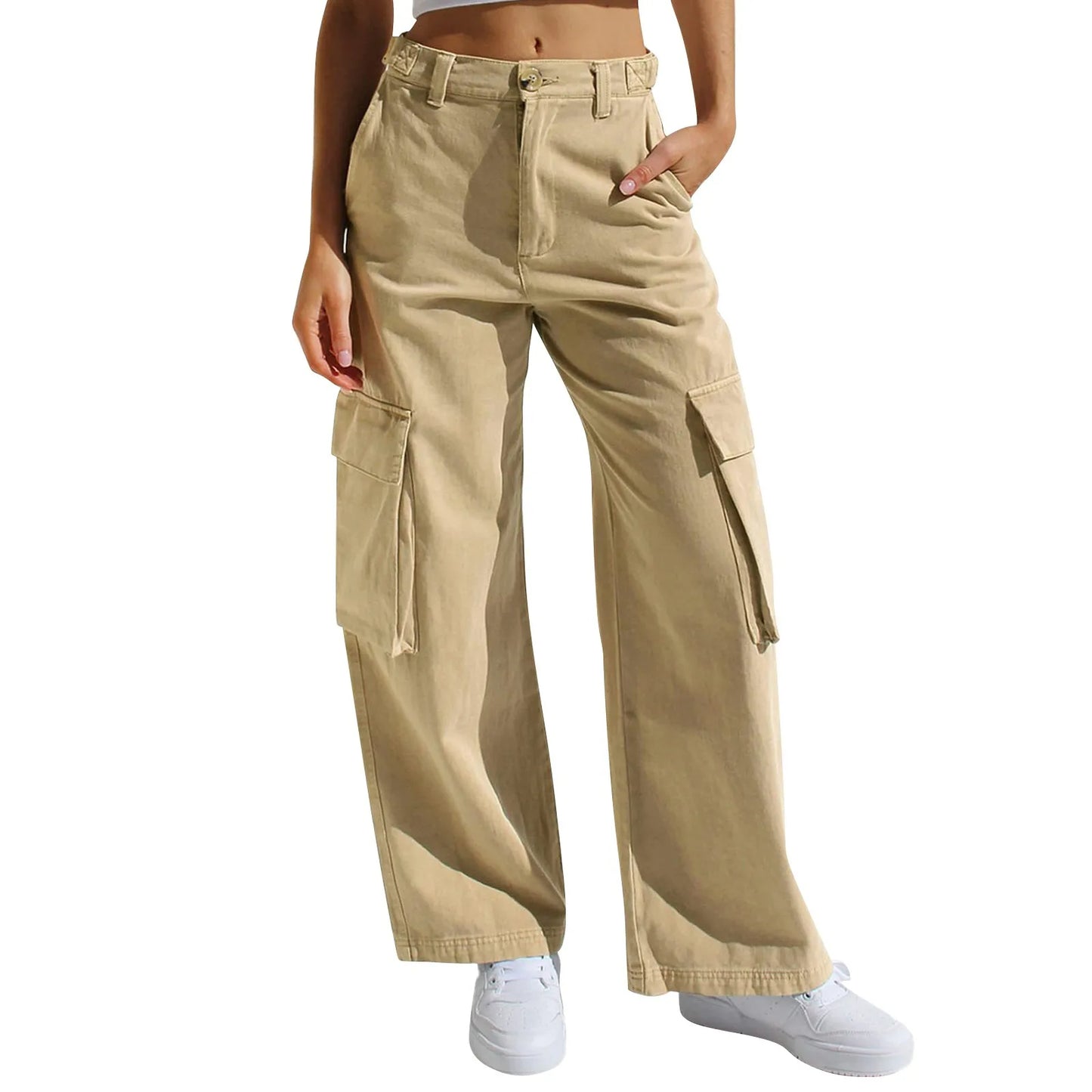 Casual hoge taille cargo rechte broek dames - Diane