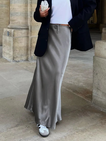 Lange Rok Satijn Zacht Elastische Taille – Geerten