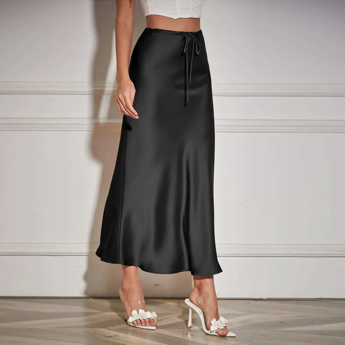 Lange Rok Satijn Zacht Elastische Taille – Geerten