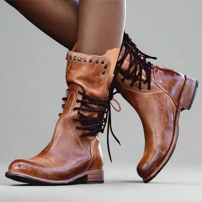 Leren Laarzen Vintage Look Halfhoog – Magda