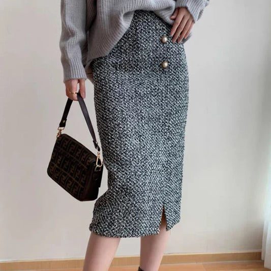 Midi Rok Stijlvol Tweed Design – Dora