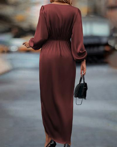 Jurk Satijnen Klassieke Mouwen Elegante Stijl – Karien