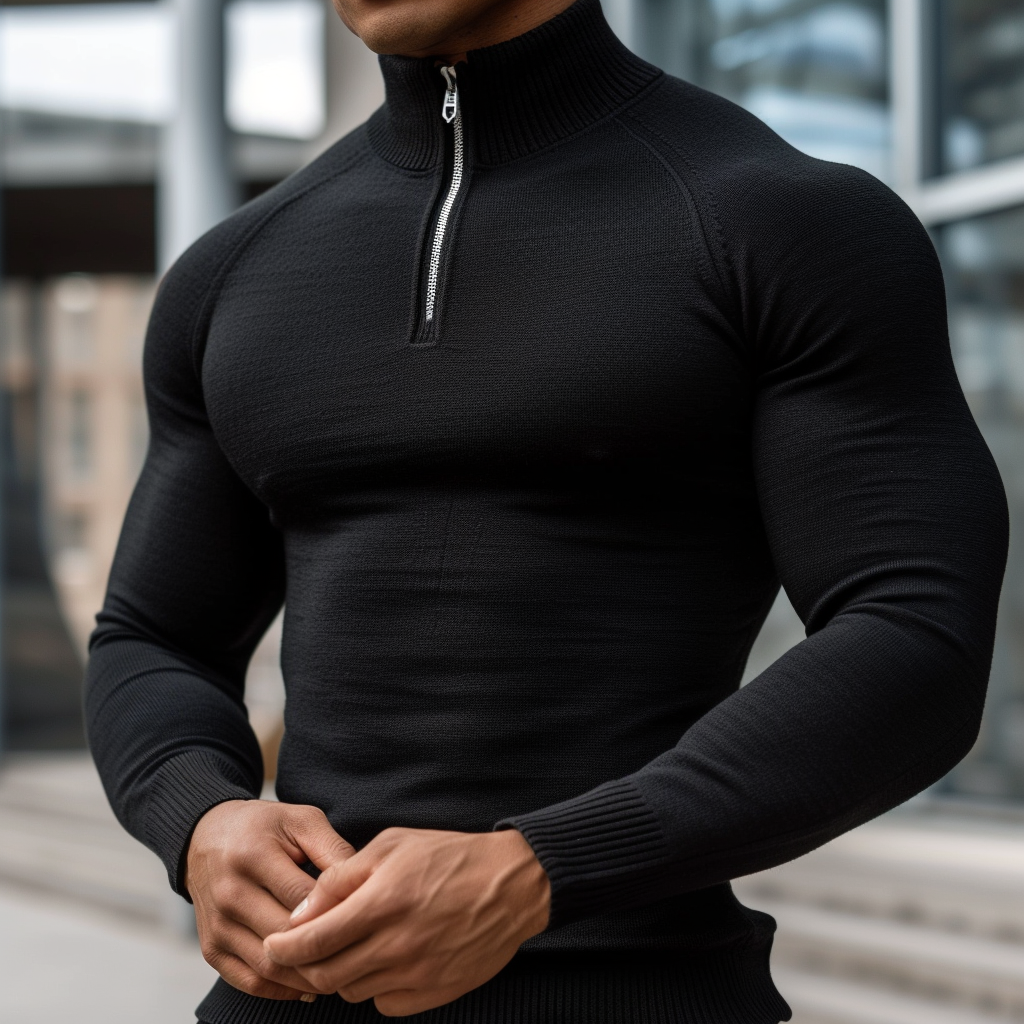 Trui met Rits Spijkerstof Muscle Fit – Perry