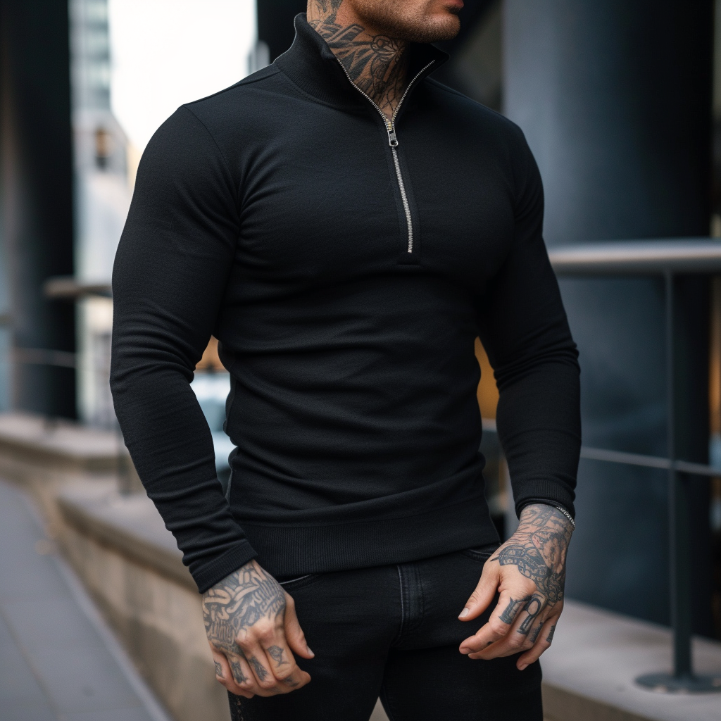 Trui met Rits Spijkerstof Muscle Fit – Perry
