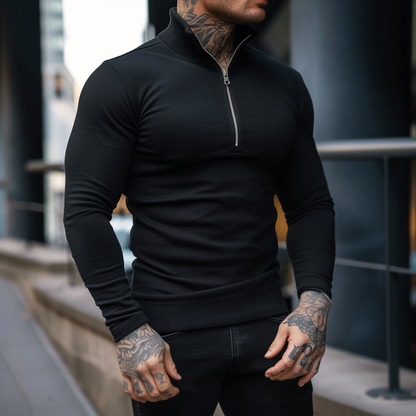 Trui met Rits Spijkerstof Muscle Fit – Perry