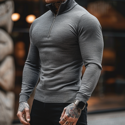 Trui met Rits Spijkerstof Muscle Fit – Perry