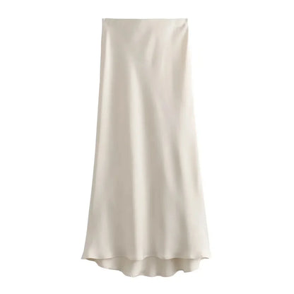 Satijnen Midi Rok Elegante Glans – Paulien
