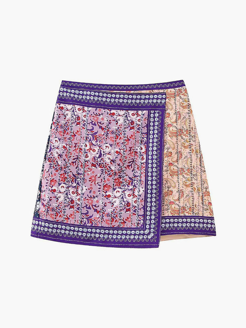 Minirok Asymmetrische Bloemenprint Trendy – Doutzen