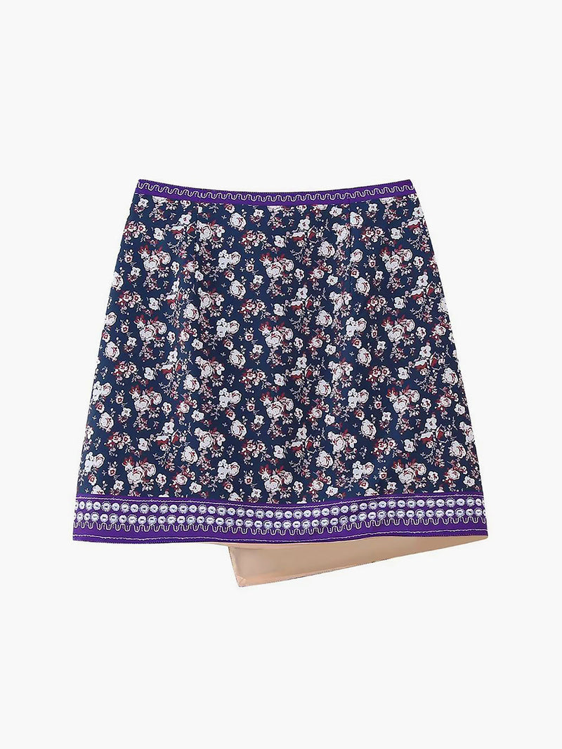 Minirok Asymmetrische Bloemenprint Trendy – Doutzen