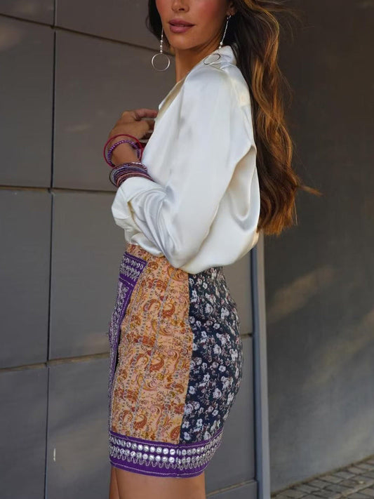 Minirok Asymmetrische Bloemenprint Trendy – Doutzen
