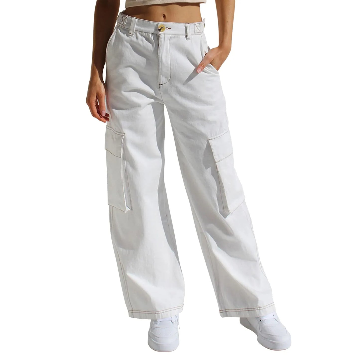 Casual hoge taille cargo rechte broek dames - Diane