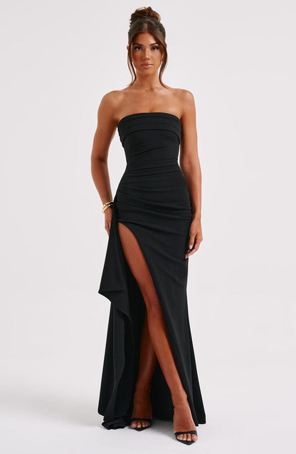 elegante maxi jurk bodycon strapless gespeleten - Ziporah