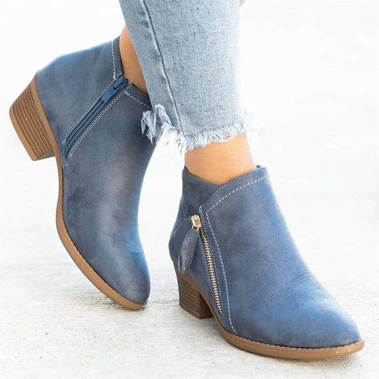 Suede Laarsjes Comfortabel met Hak – Celestine
